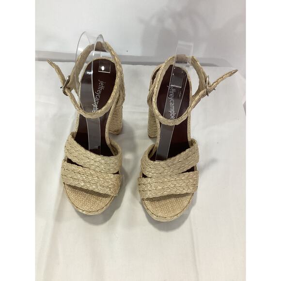 Jeffrey Campbell Tan Platform Sandals with Ankle Strap - Picture 2 of 5